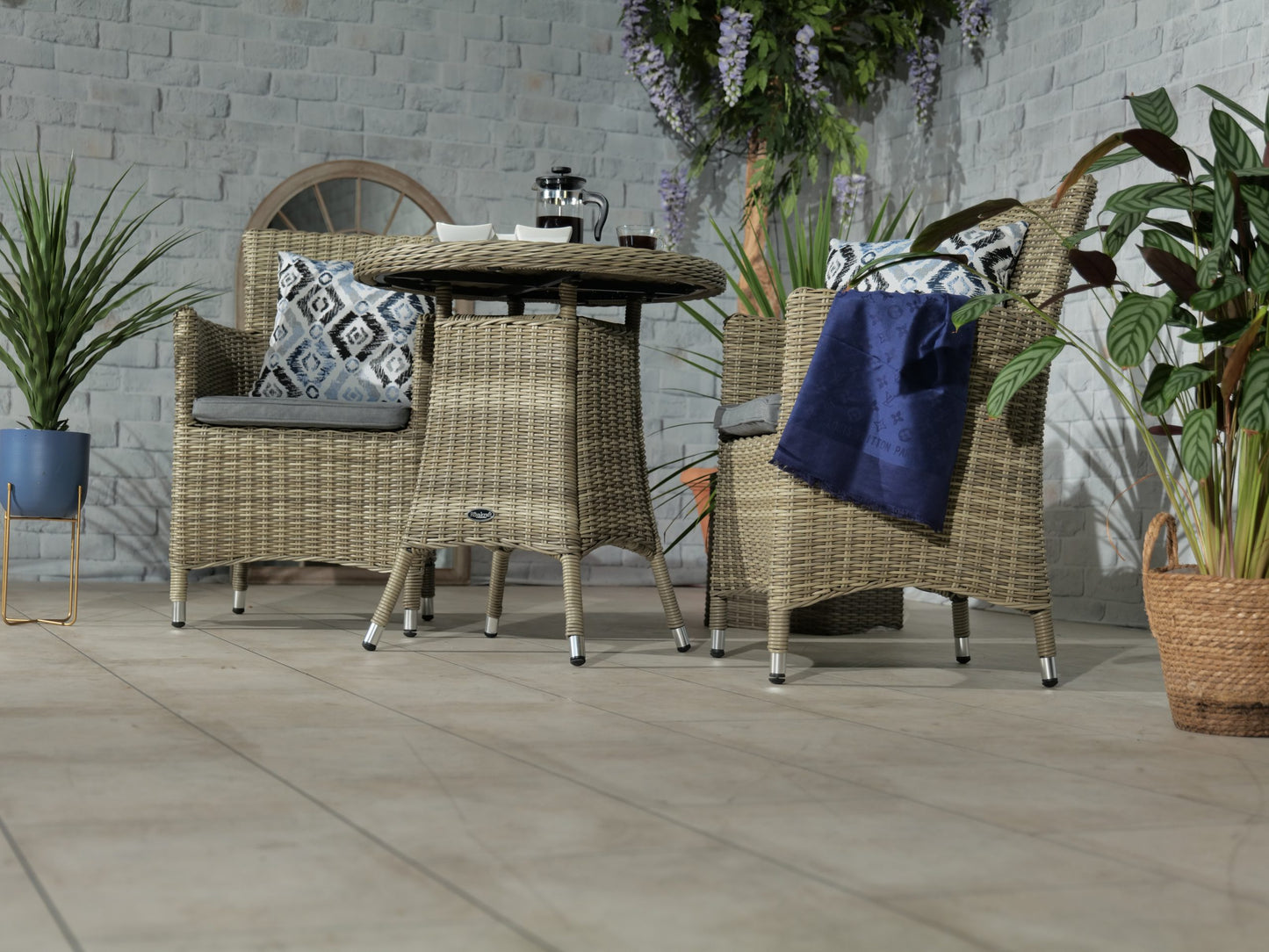 Rattan Wentworth Bistro Set 2 Seater Carver | AMIR | WEN70CAR-WS