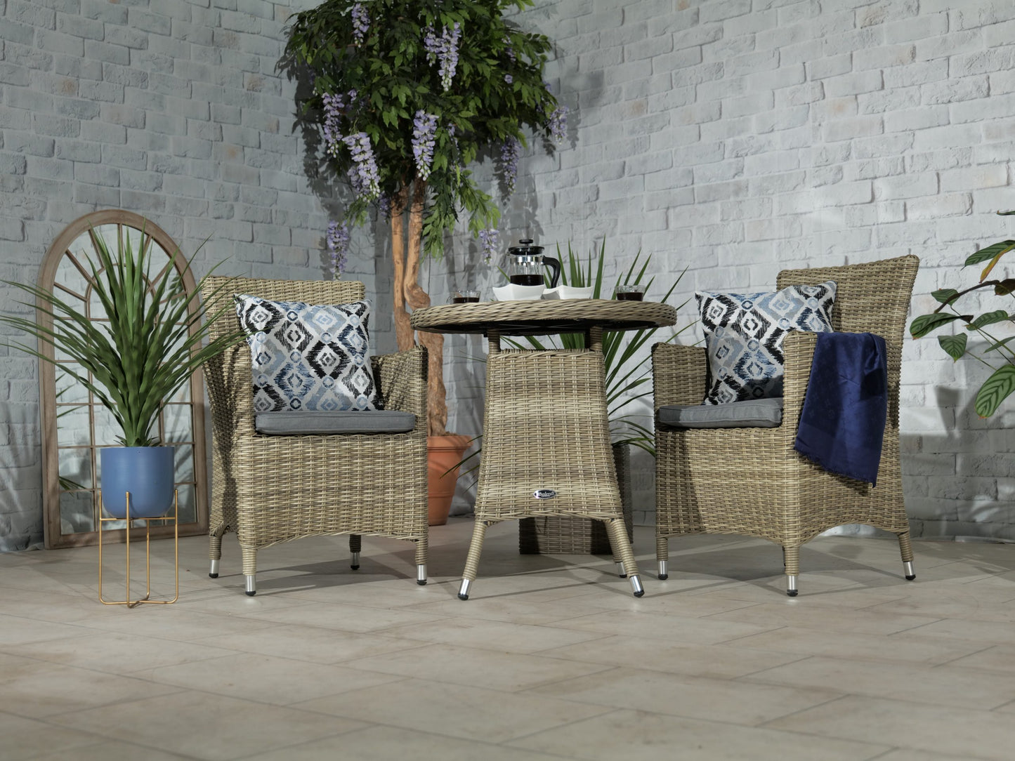 Rattan Wentworth Bistro Set 2 Seater Carver | AMIR | WEN70CAR-WS