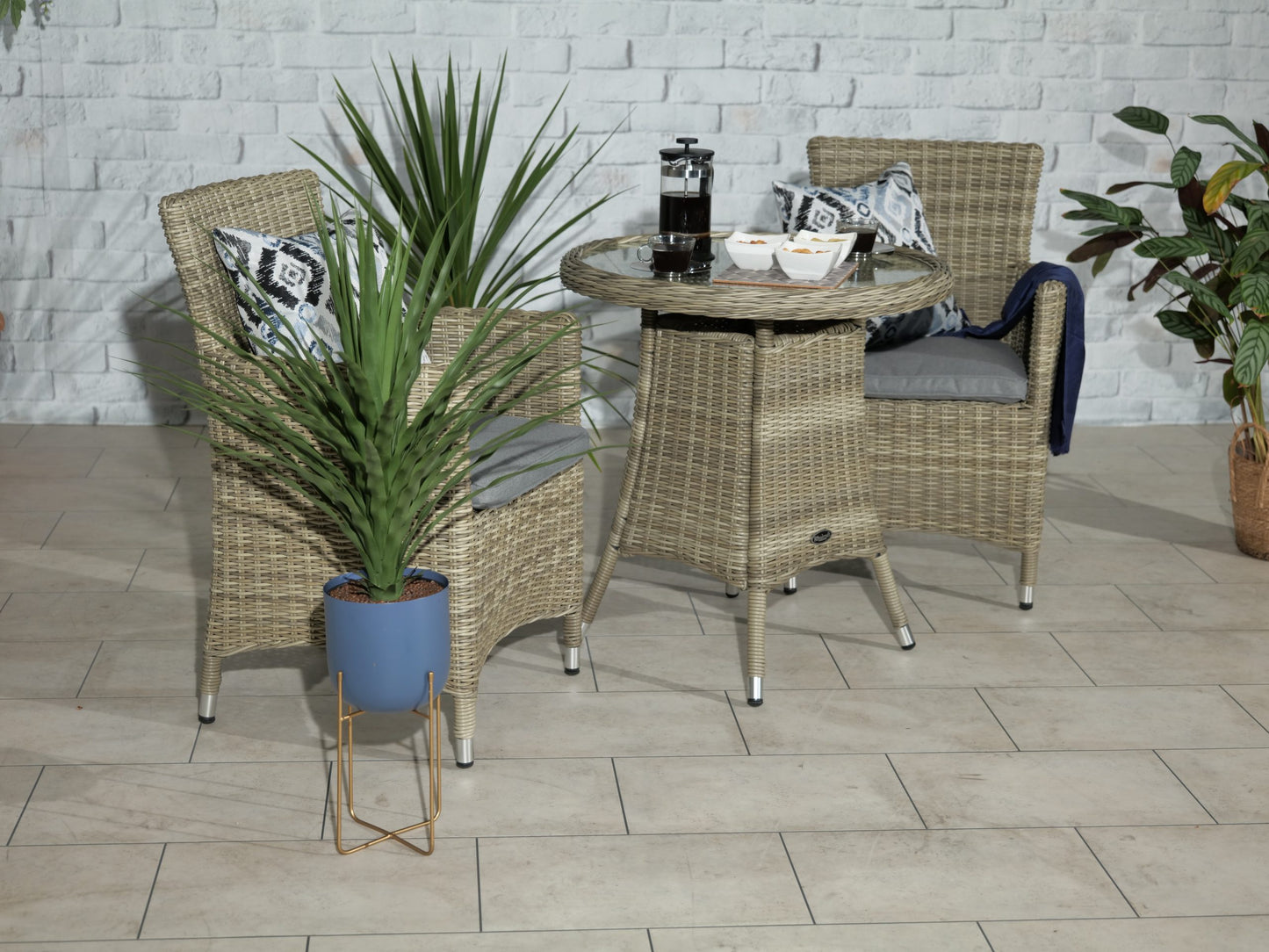 Rattan Wentworth Bistro Set 2 Seater Carver | AMIR | WEN70CAR-WS