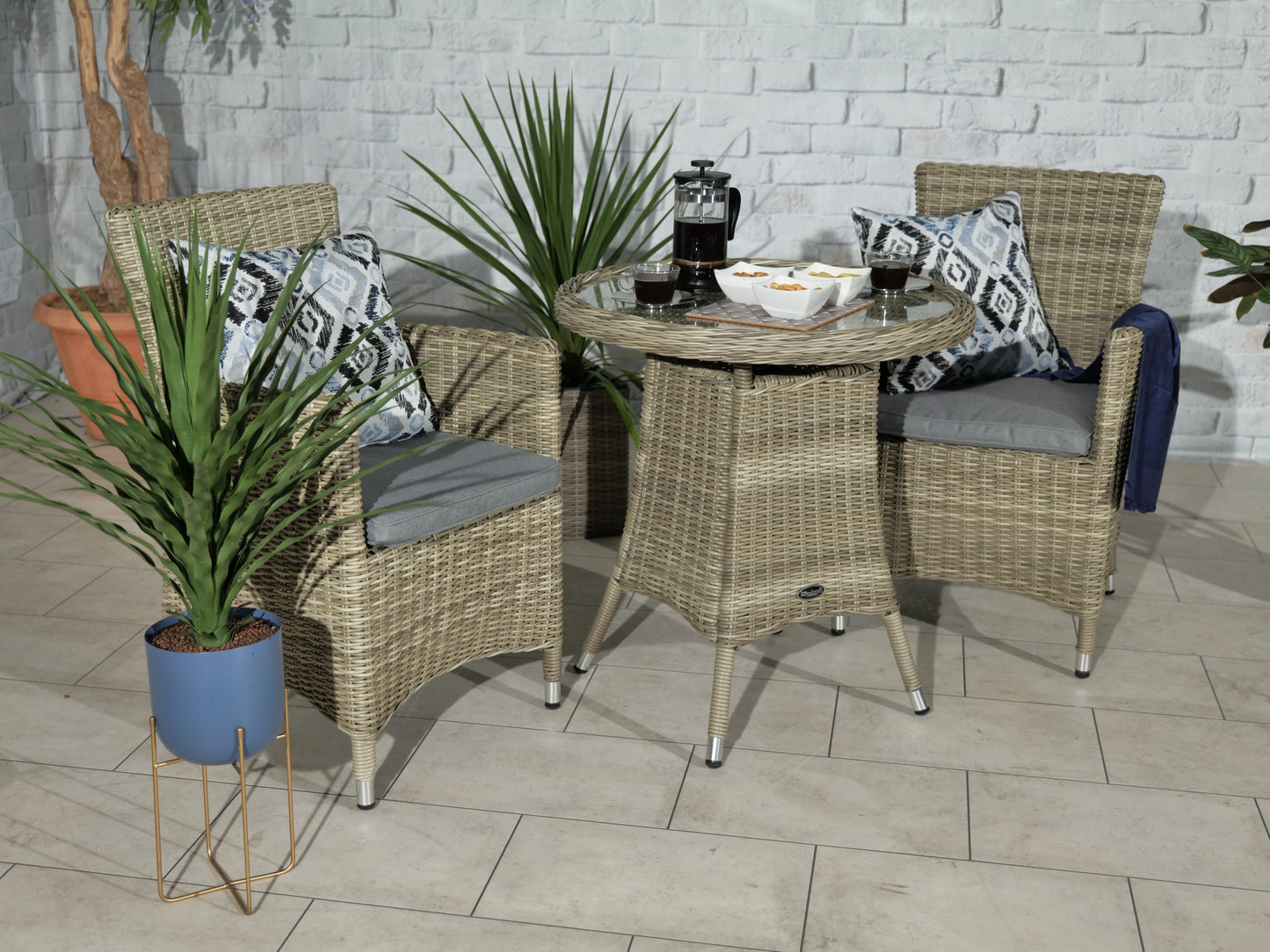 Rattan Wentworth Bistro Set 2 Seater Carver | AMIR | WEN70CAR-WS