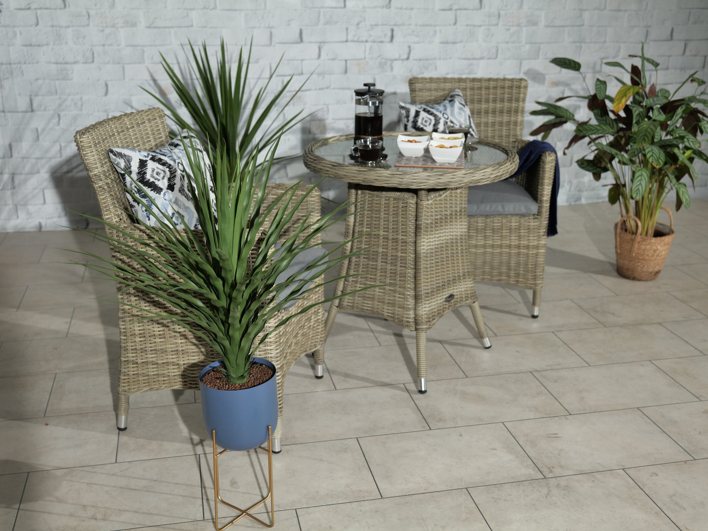 Rattan Wentworth Bistro Set 2 Seater Carver | AMIR | WEN70CAR-WS