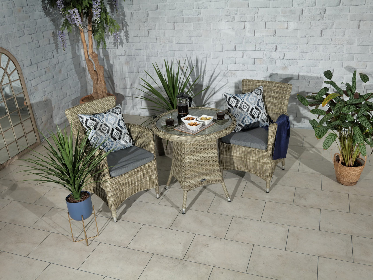 Rattan Wentworth Bistro Set 2 Seater Carver | AMIR | WEN70CAR-WS