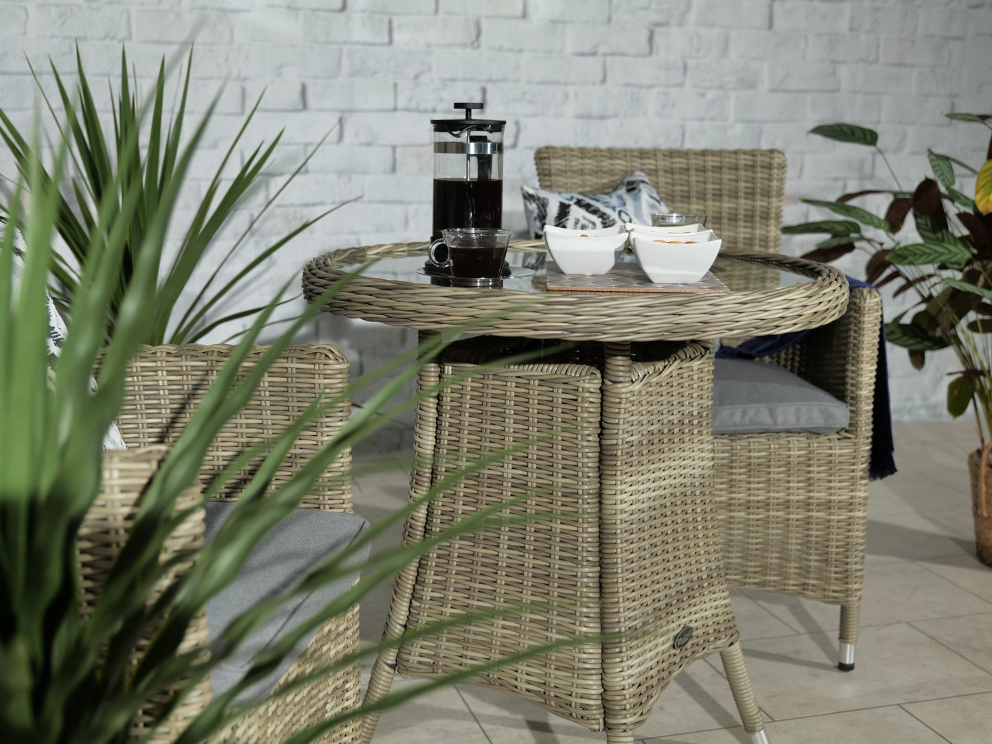 Rattan Wentworth Bistro Set 2 Seater Carver | AMIR | WEN70CAR-WS