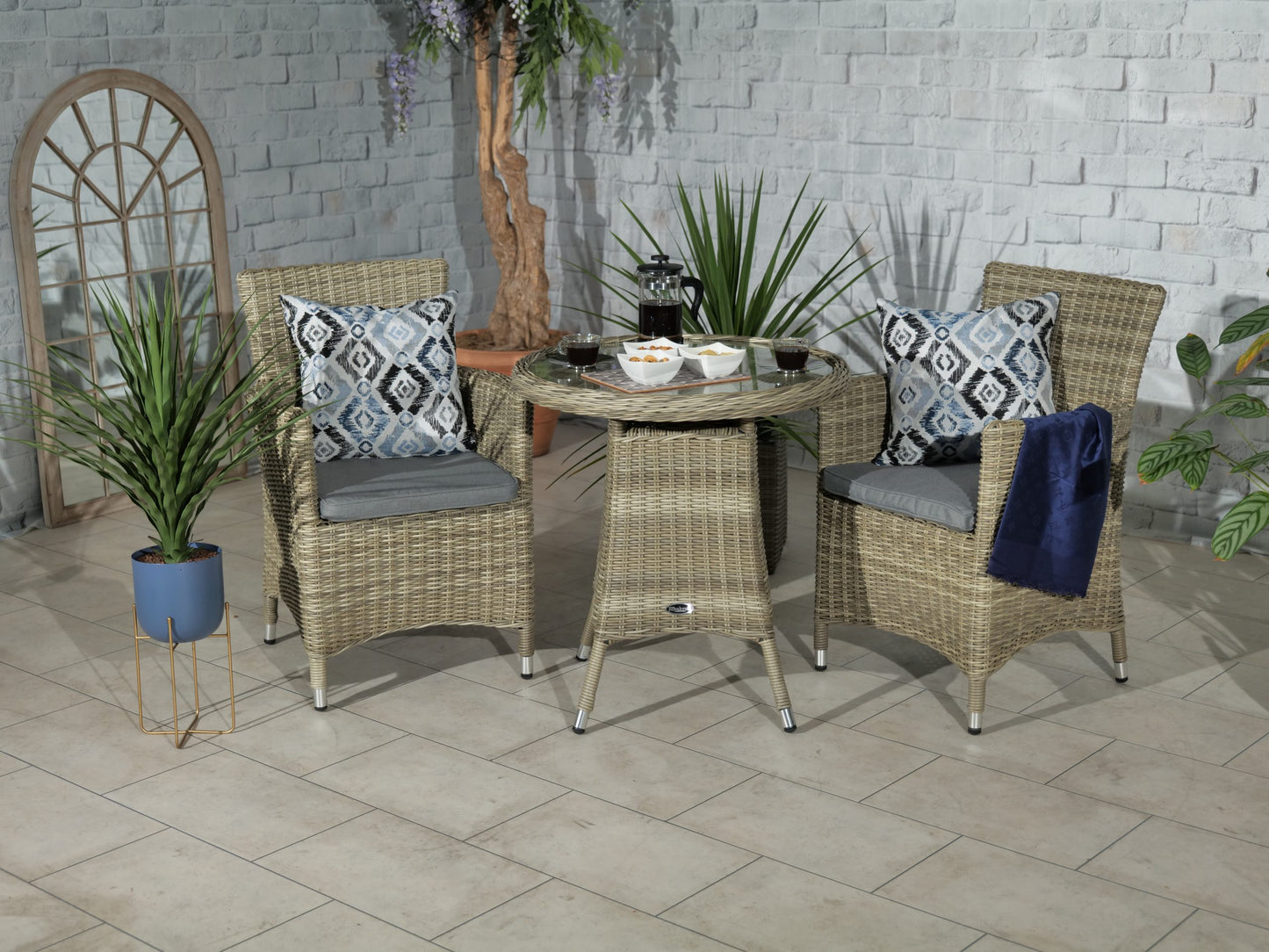 Rattan Wentworth Bistro Set 2 Seater Carver | AMIR | WEN70CAR-WS