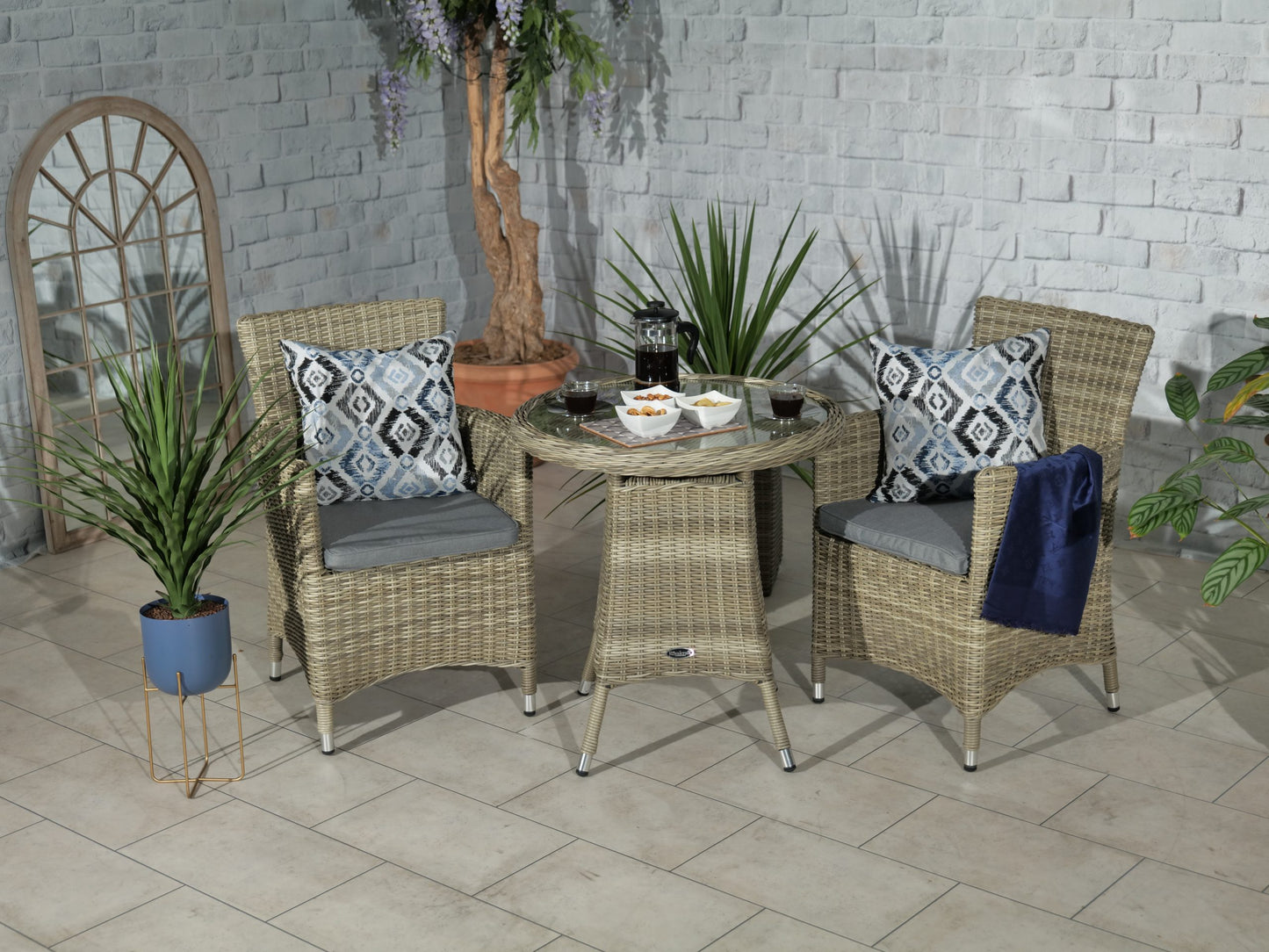 Rattan Wentworth Bistro Set 2 Seater Carver | AMIR | WEN70CAR-WS