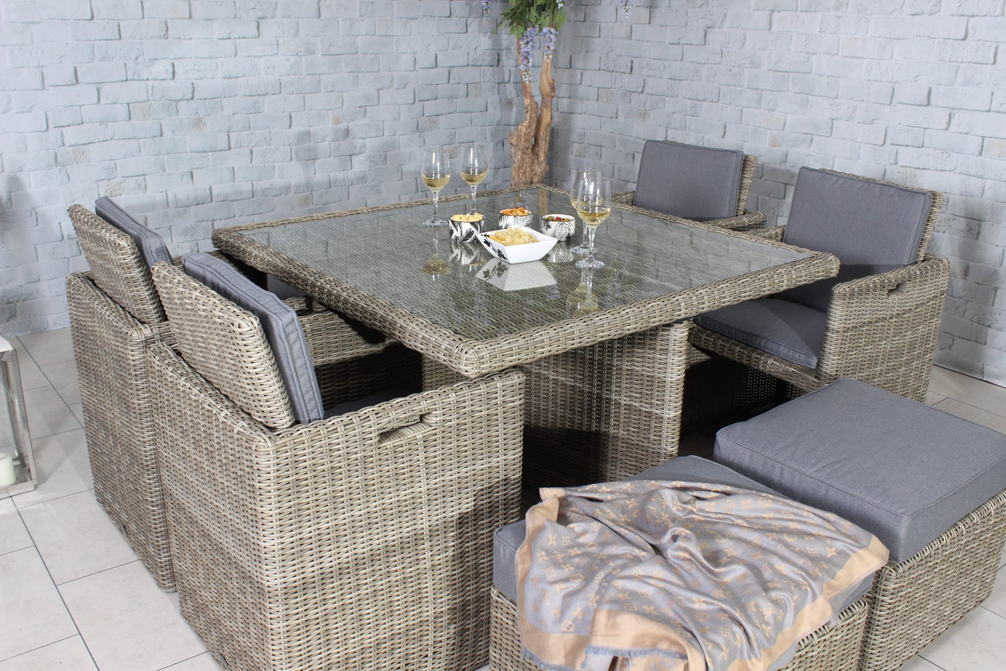 Rattan Wentworth 8 Seater Cube Set | AMIR | WEN8CUB-WS