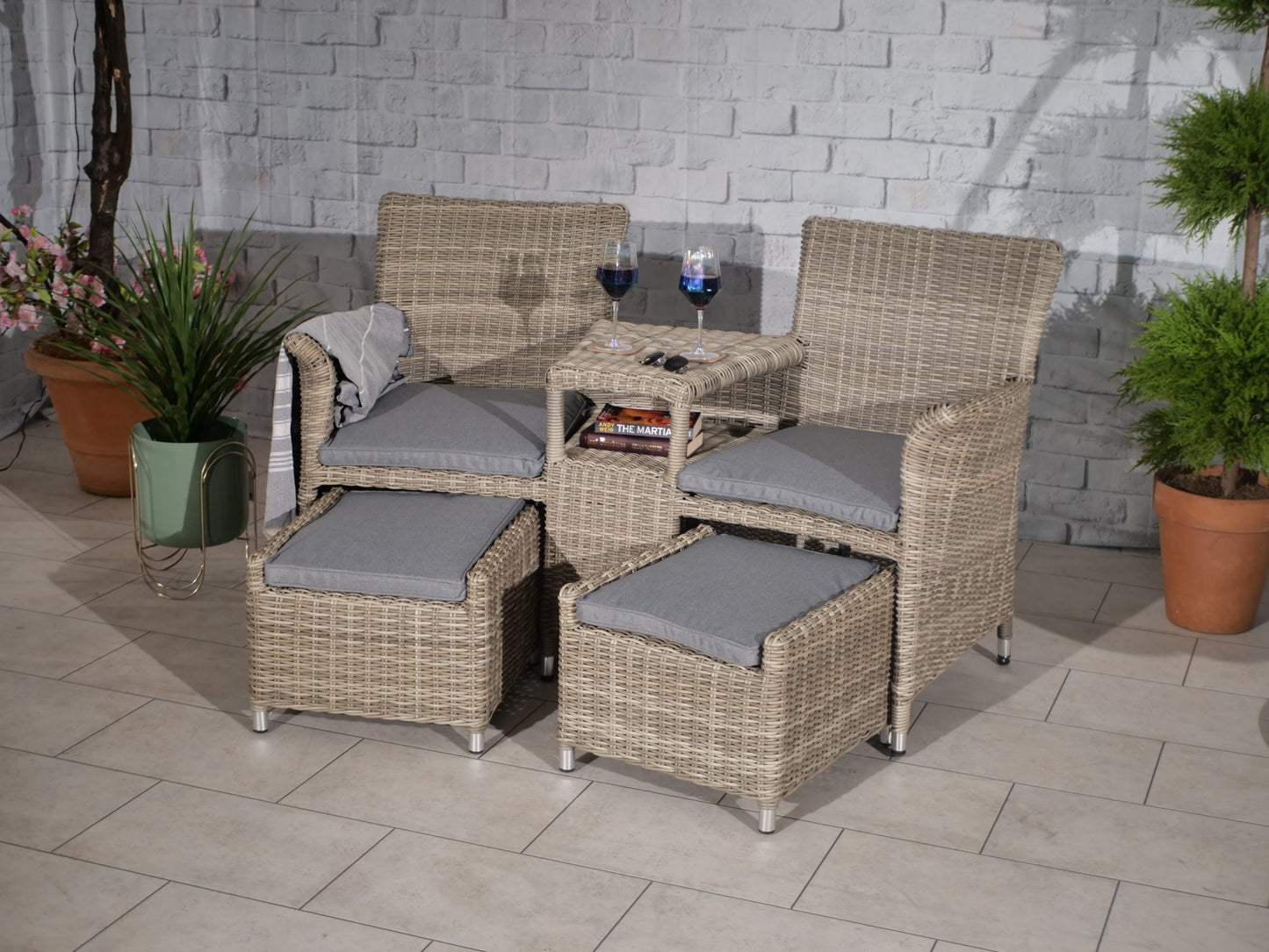Rattan Wentworth Fixed Companion Set | AMIR | WENFIXCOMP-WS