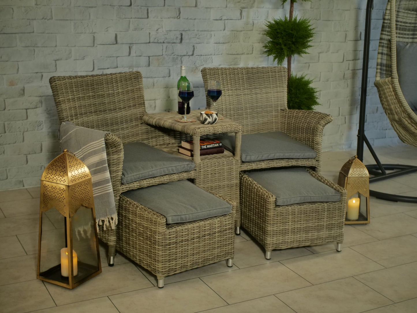 Rattan Wentworth Fixed Companion Set | AMIR | WENFIXCOMP-WS