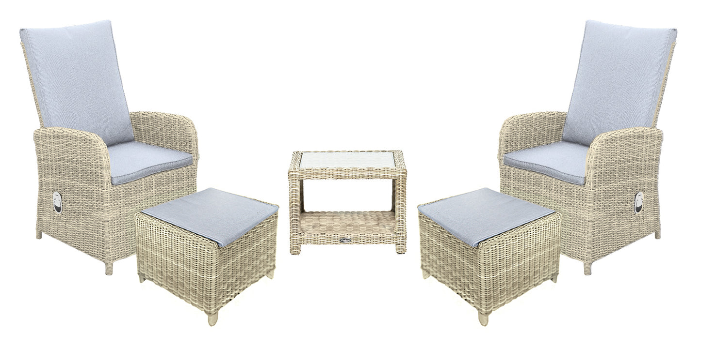 Rattan Wentworth 2 Seater High Back Recliner Comfort Set | AMIR | WENHBRSET-WS