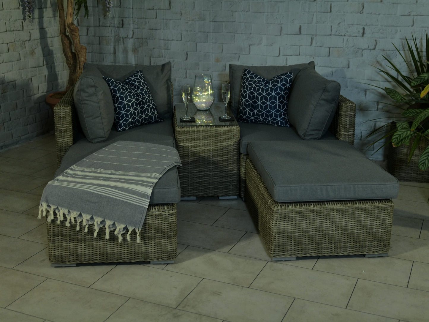Rattan Wentworth 4 Seater Multi Setting Relaxer Set | AMIR | WENSUNLOU-WS