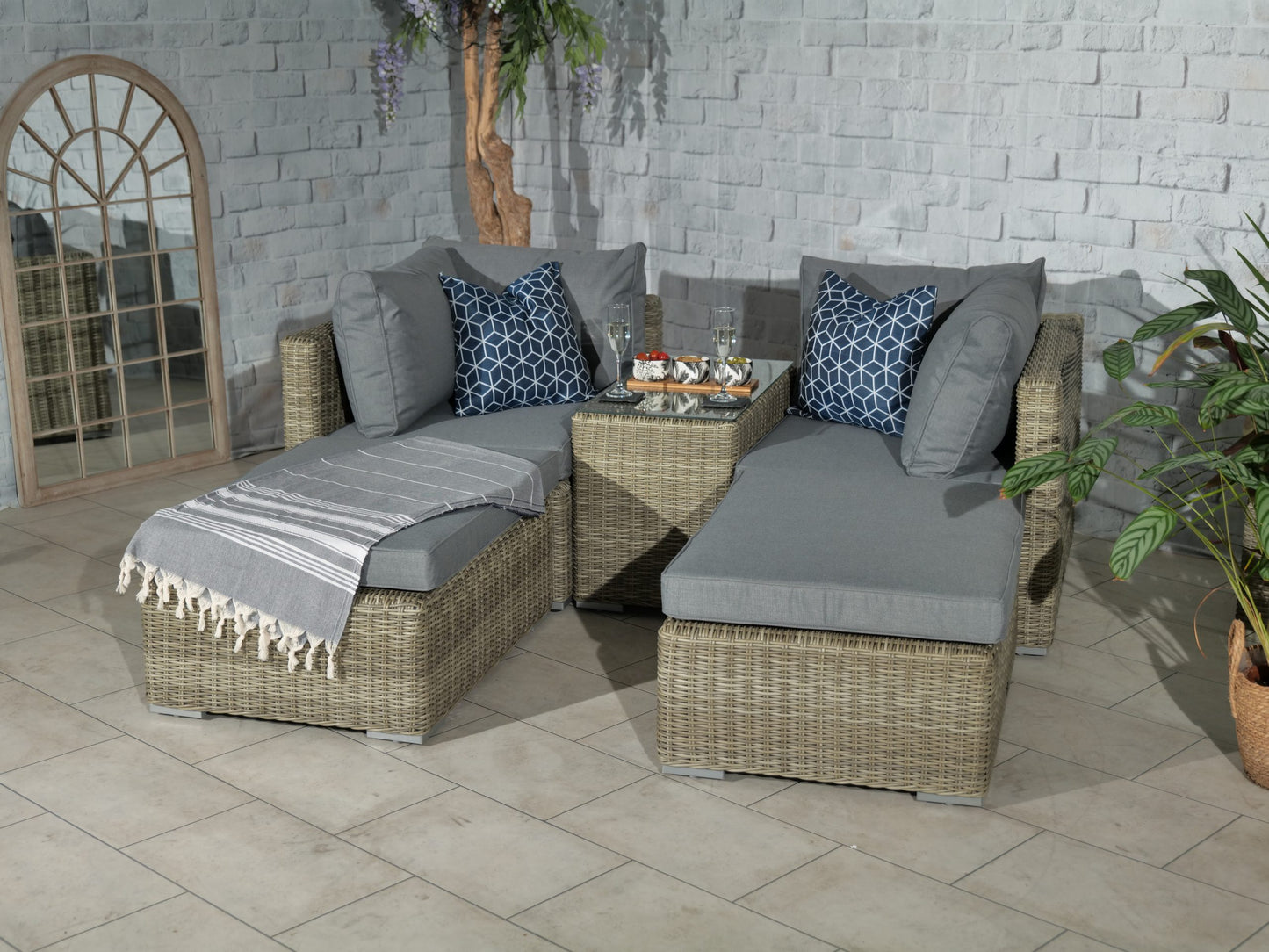 Rattan Wentworth 4 Seater Multi Setting Relaxer Set | AMIR | WENSUNLOU-WS