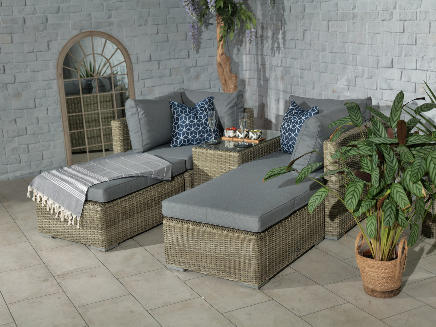 Rattan Wentworth 4 Seater Multi Setting Relaxer Set | AMIR | WENSUNLOU-WS