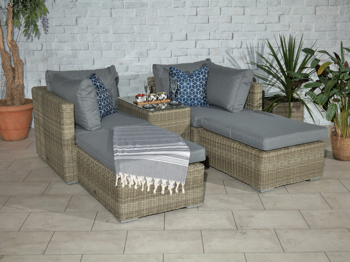 Rattan Wentworth 4 Seater Multi Setting Relaxer Set | AMIR | WENSUNLOU-WS
