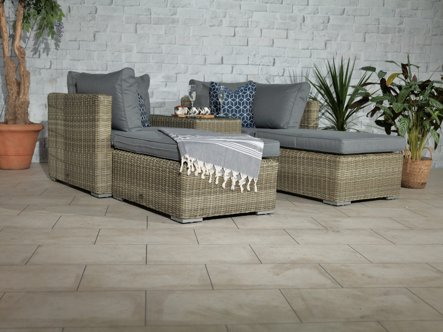 Rattan Wentworth 4 Seater Multi Setting Relaxer Set | AMIR | WENSUNLOU-WS