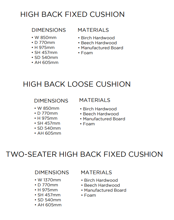 Wentworth High Back Fabric Sofa Collection | Shackletons