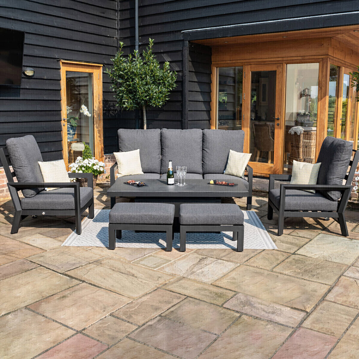 Homeflair - Manhattan Reclining 3 Seat Aluminium Sofa