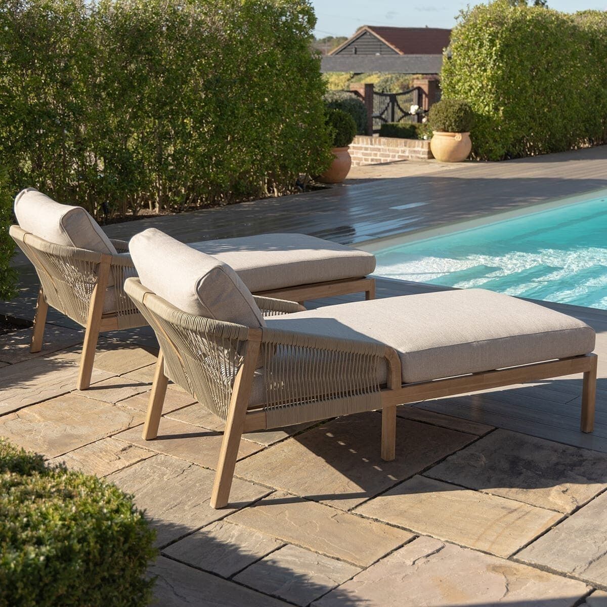 Homeflair - Martinique Rope Weave Double Sunlounger Set