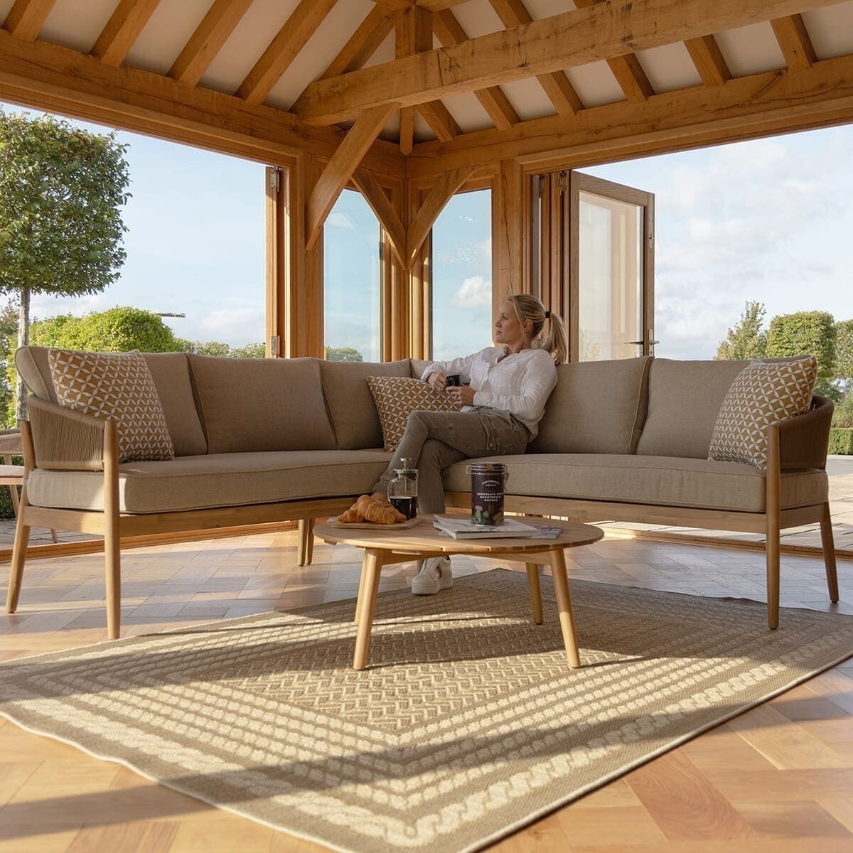 Homeflair - Porto Rope Weave Corner Sofa Set