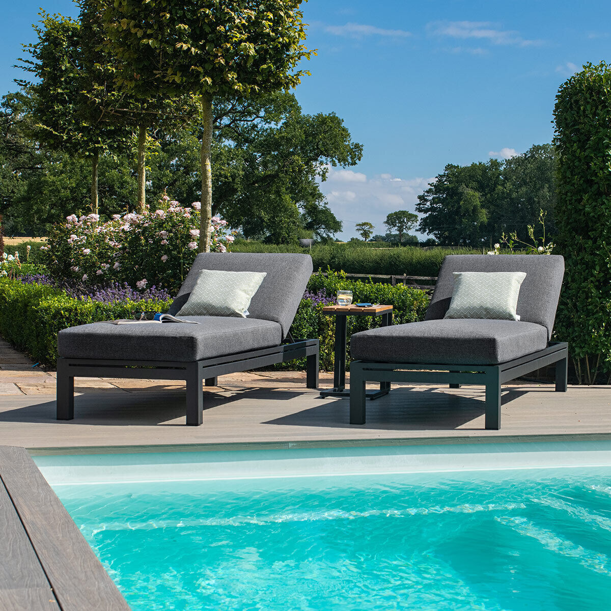 Homeflair - Oslo Double Aluminium Sunlounger Set