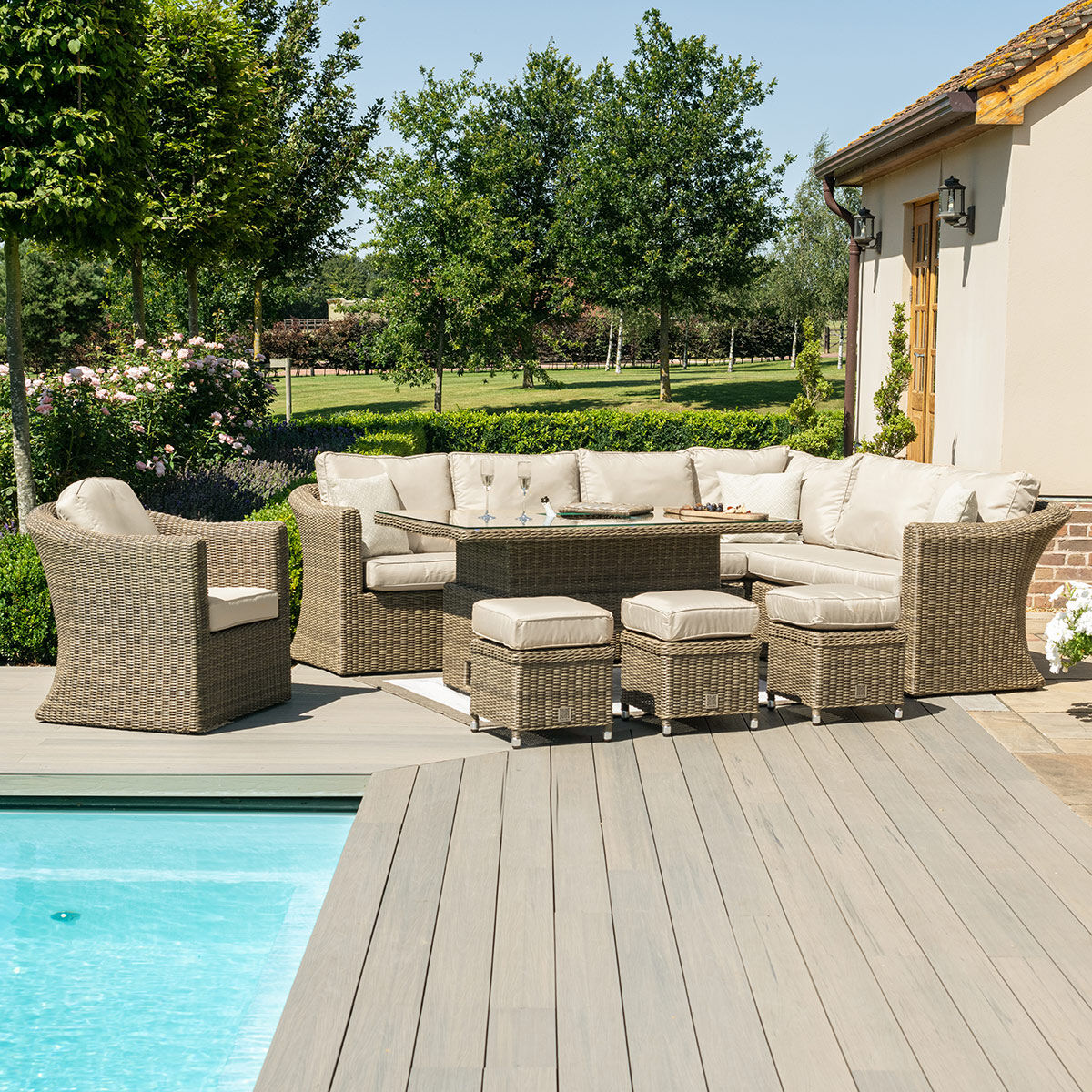 Homeflair - Winchester Deluxe Large Rattan Corner Dining Set