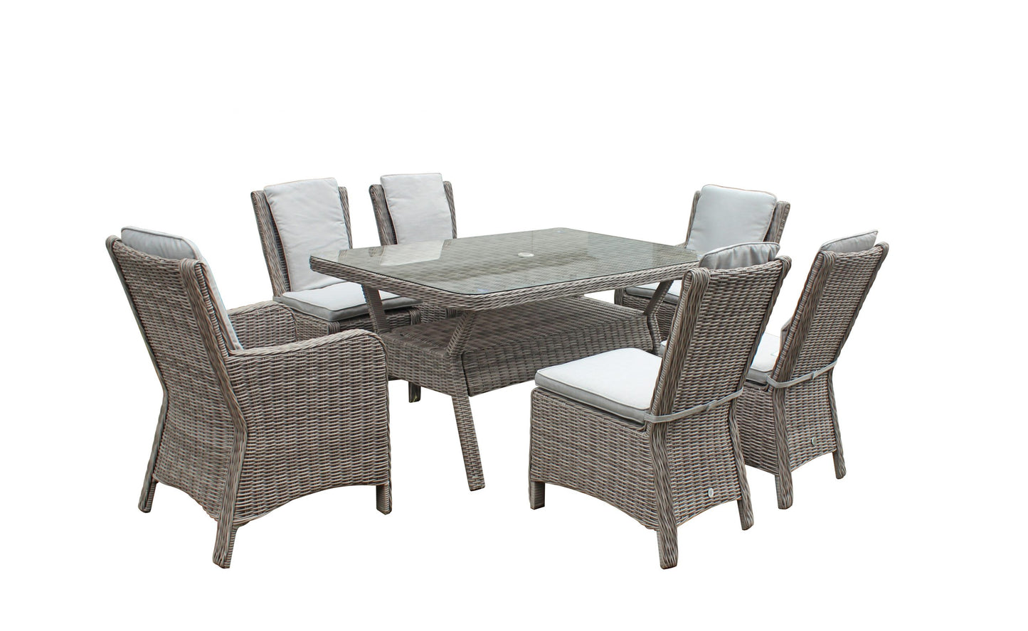 Rattan Rectangular Dining Table + 6 Chairs Set | Alexandra | Alex0205_0176_0177