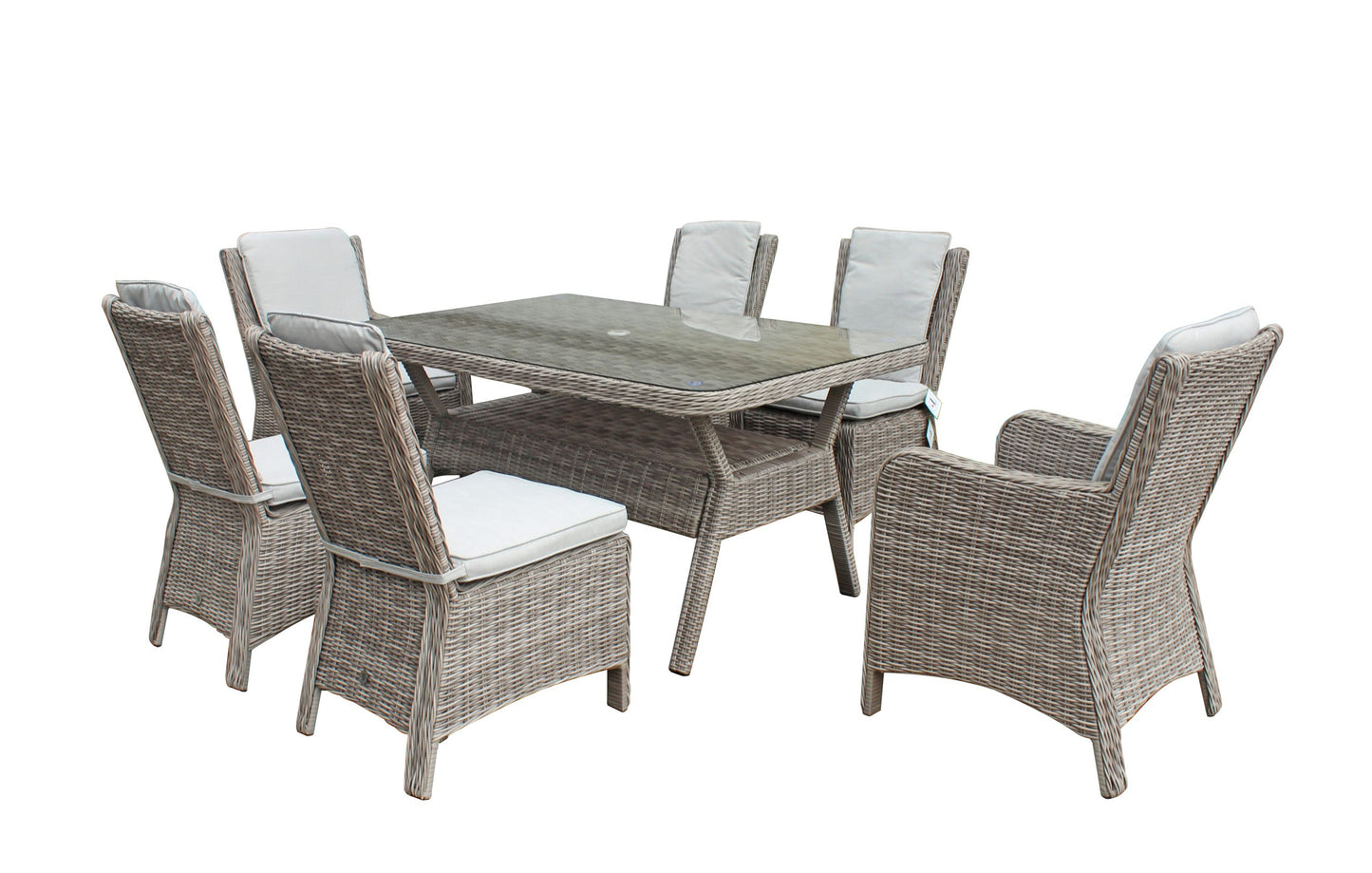 Rattan Rectangular Dining Table + 6 Chairs Set | Alexandra | Alex0205_0176_0177