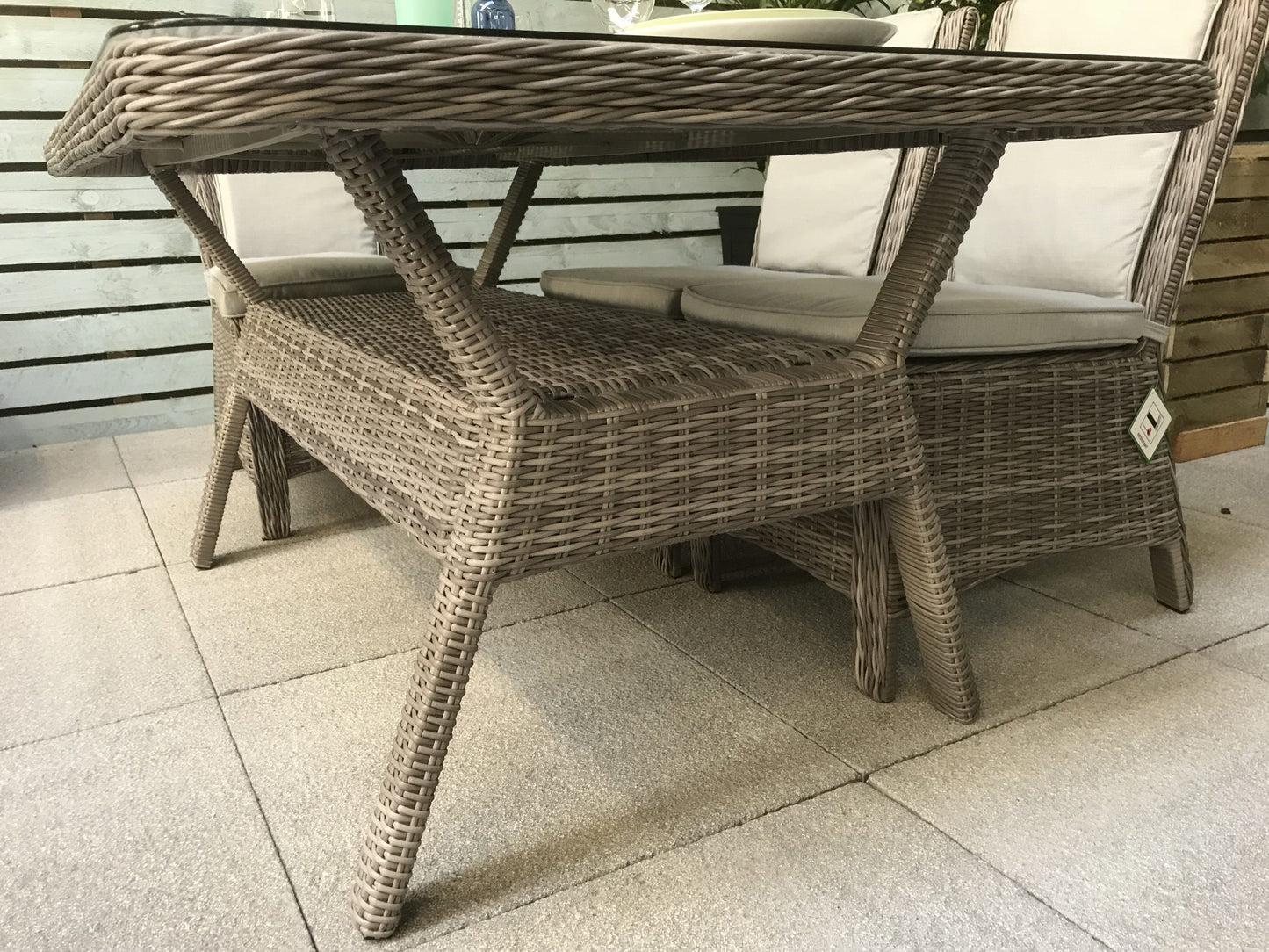 Rattan Rectangular Dining Table + 6 Chairs Set | Alexandra | Alex0205_0176_0177