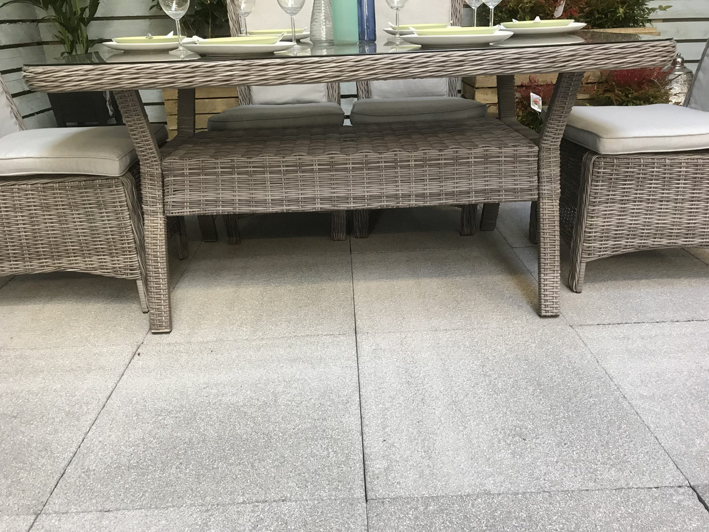 Rattan Rectangular Dining Table + 6 Chairs Set | Alexandra | Alex0205_0176_0177