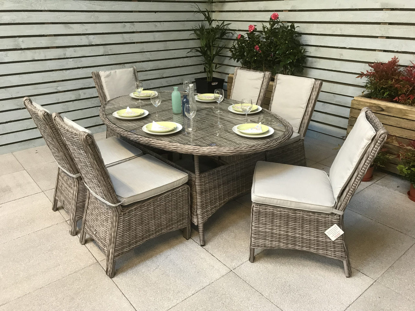 Rattan Oval Dining Table with 8 Chairs Set | Alexandra | Alex0207_0176