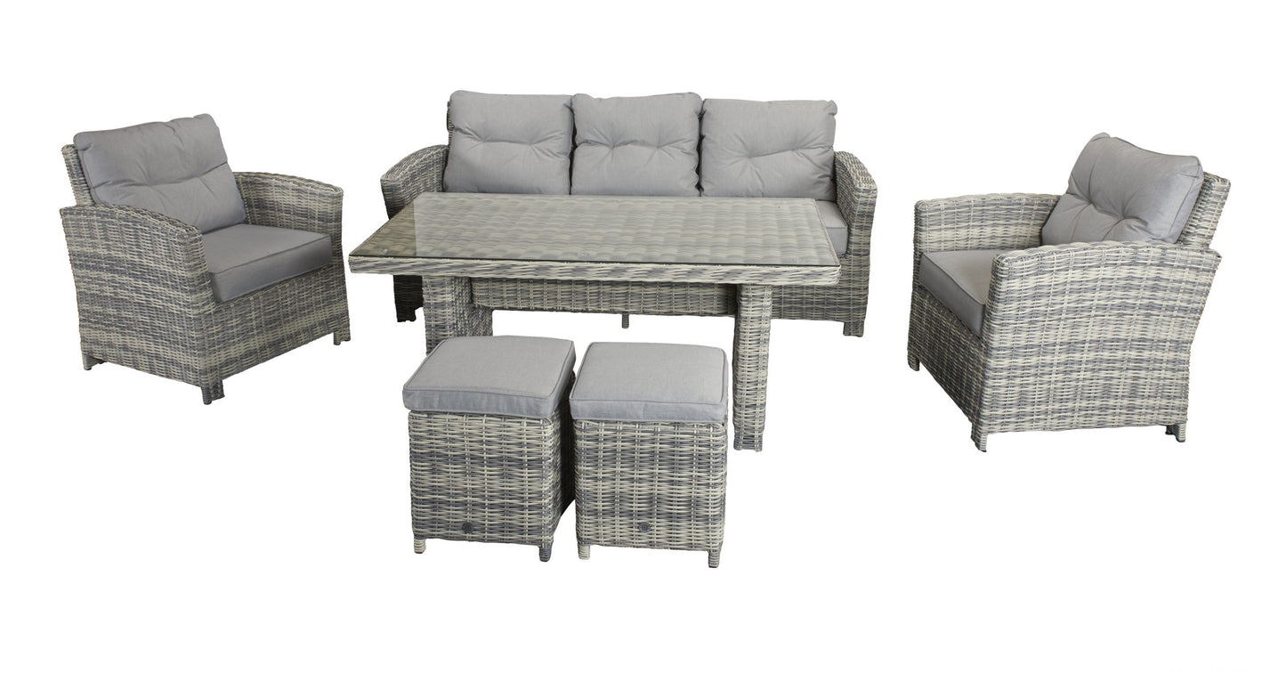 Amy 7 Seater Rattan Sofa Dining Set in Grey | Amy0213