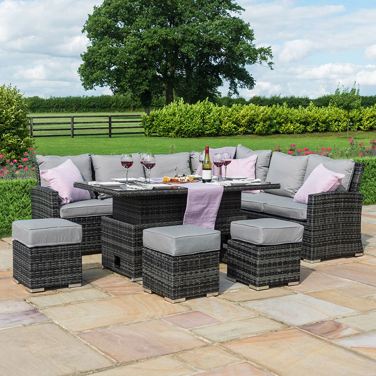 Homeflair -Kingston Corner Rattan Sofa Dining Set
