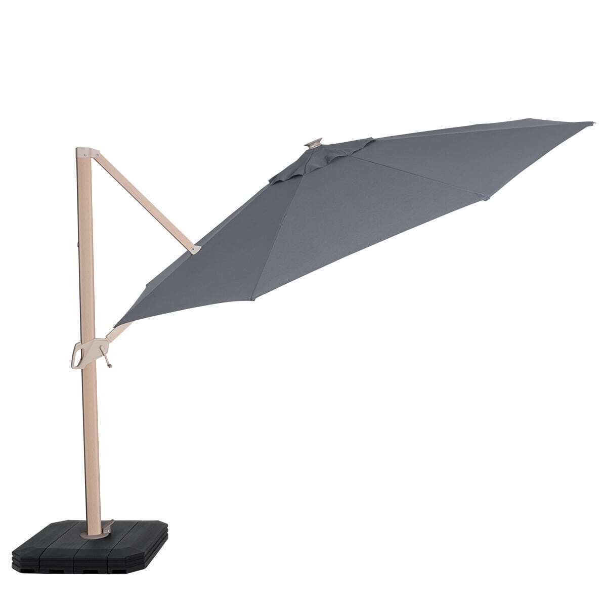 Homeflair -Zeus 3.5m Round Wood Effect Rotating Cantilever Parasol