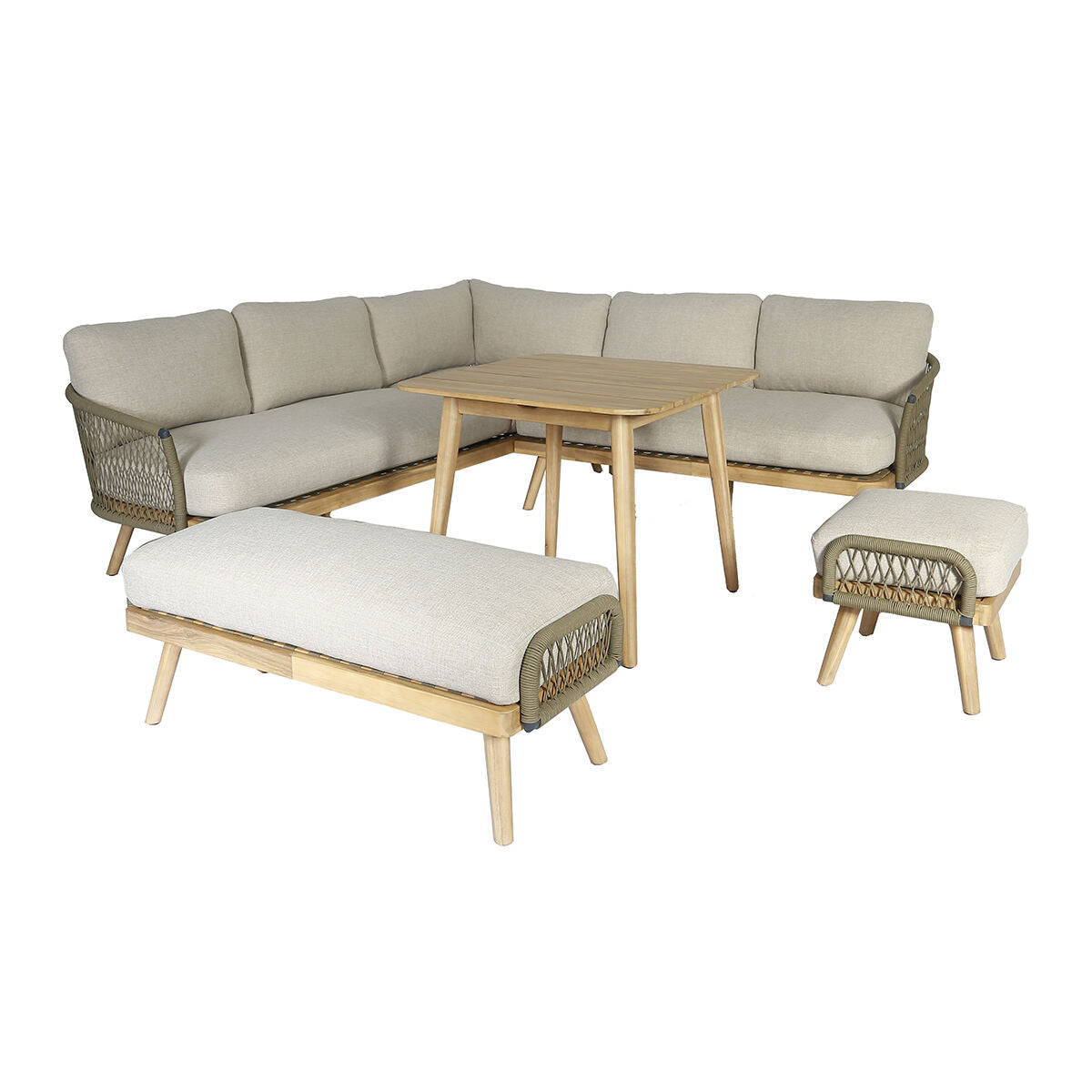 Homeflair - Bali Rope Weave Corner Dining Set