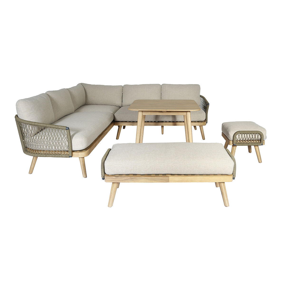 Homeflair - Bali Rope Weave Corner Dining Set