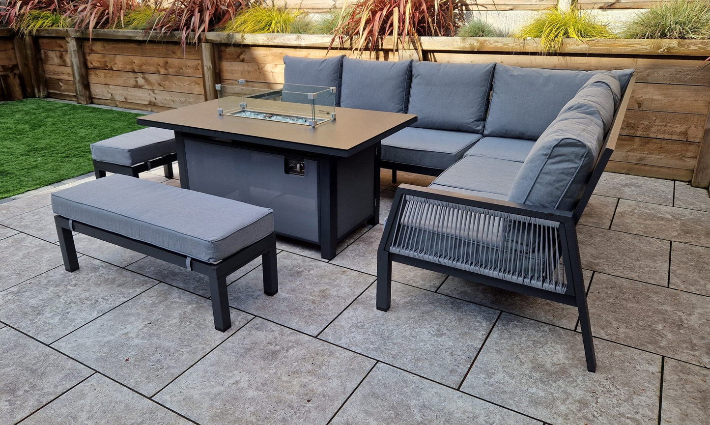 Bettina Corner Dining Set with Firepit Table | Bett0426