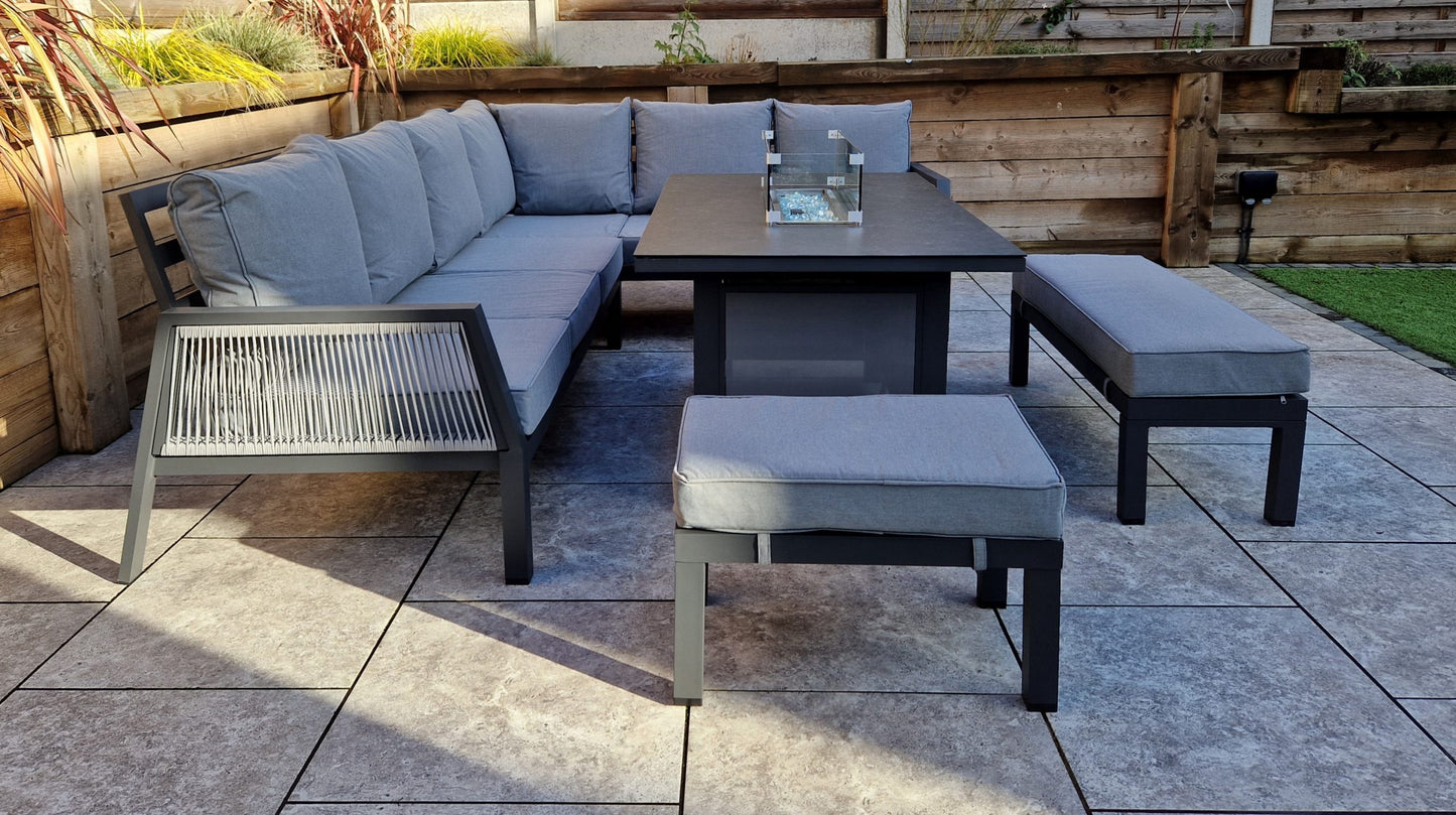 Bettina Corner Dining Set with Firepit Table | Bett0426