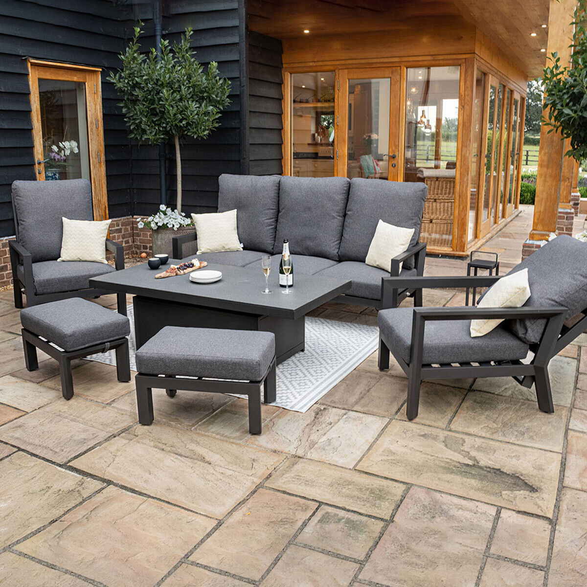 Homeflair - Manhattan Reclining 3 Seat Aluminium Sofa