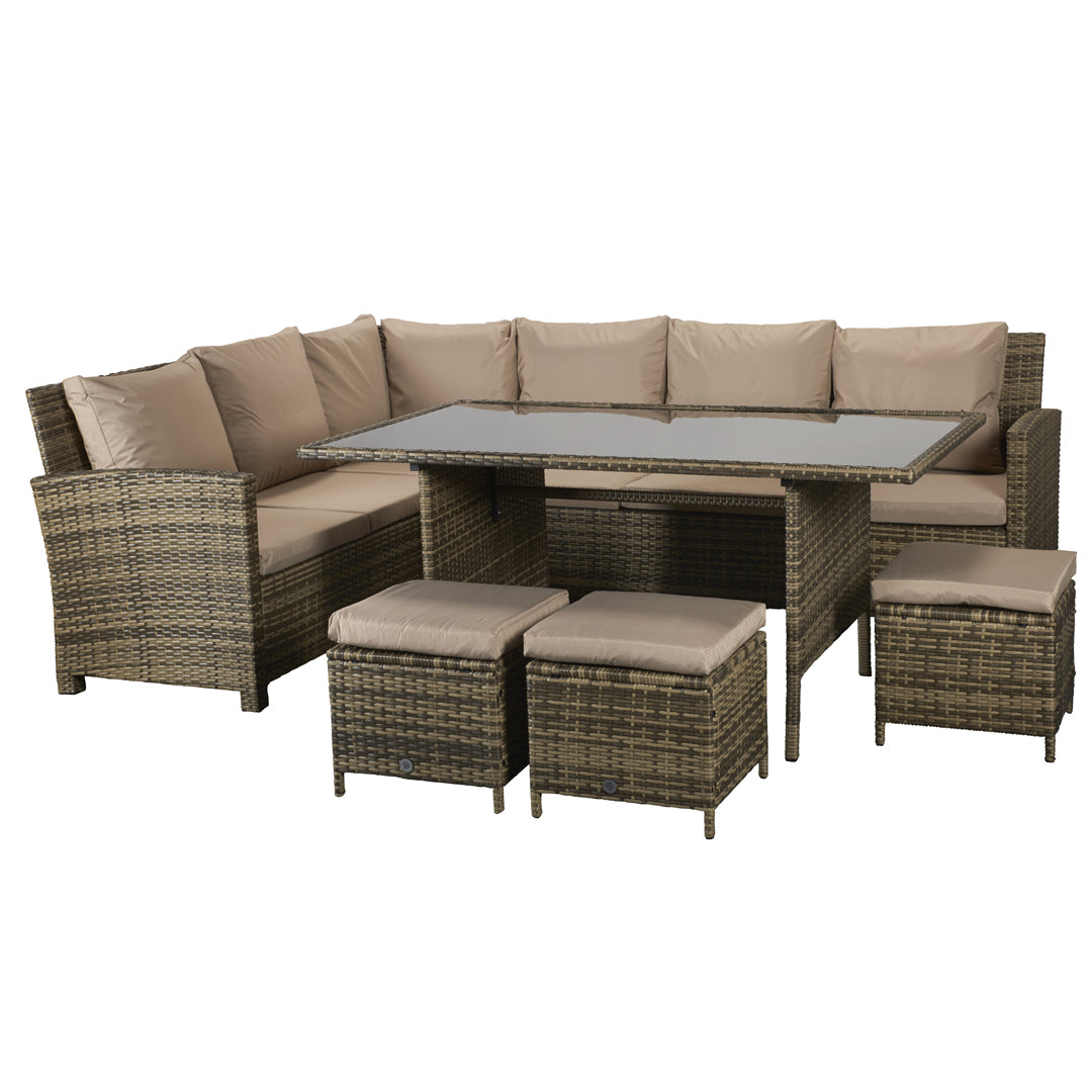 Rattan Corner Dining Sofa in 8mm Nature Flat Weave | Charlotte | Char0204