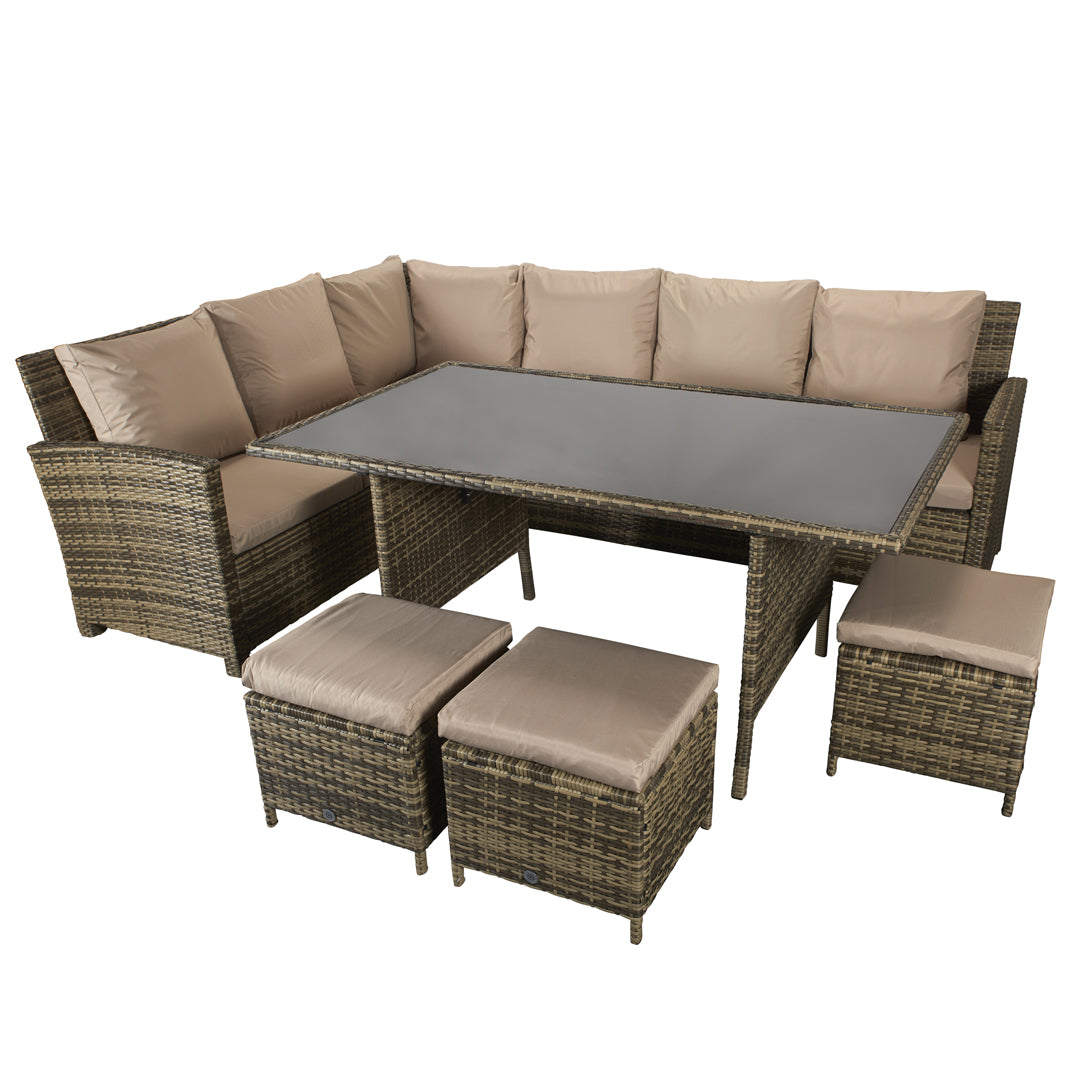 Rattan Corner Dining Sofa in 8mm Nature Flat Weave | Charlotte | Char0204
