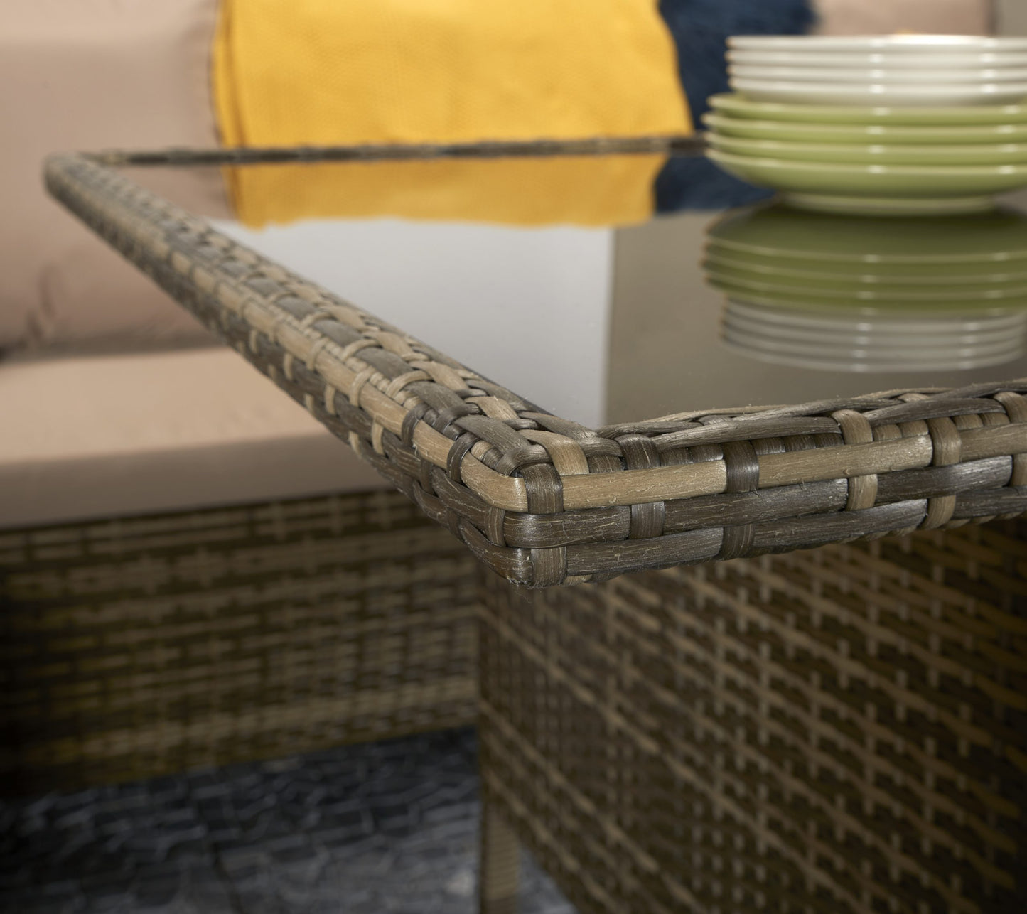 Rattan Corner Dining Sofa in 8mm Nature Flat Weave | Charlotte | Char0204