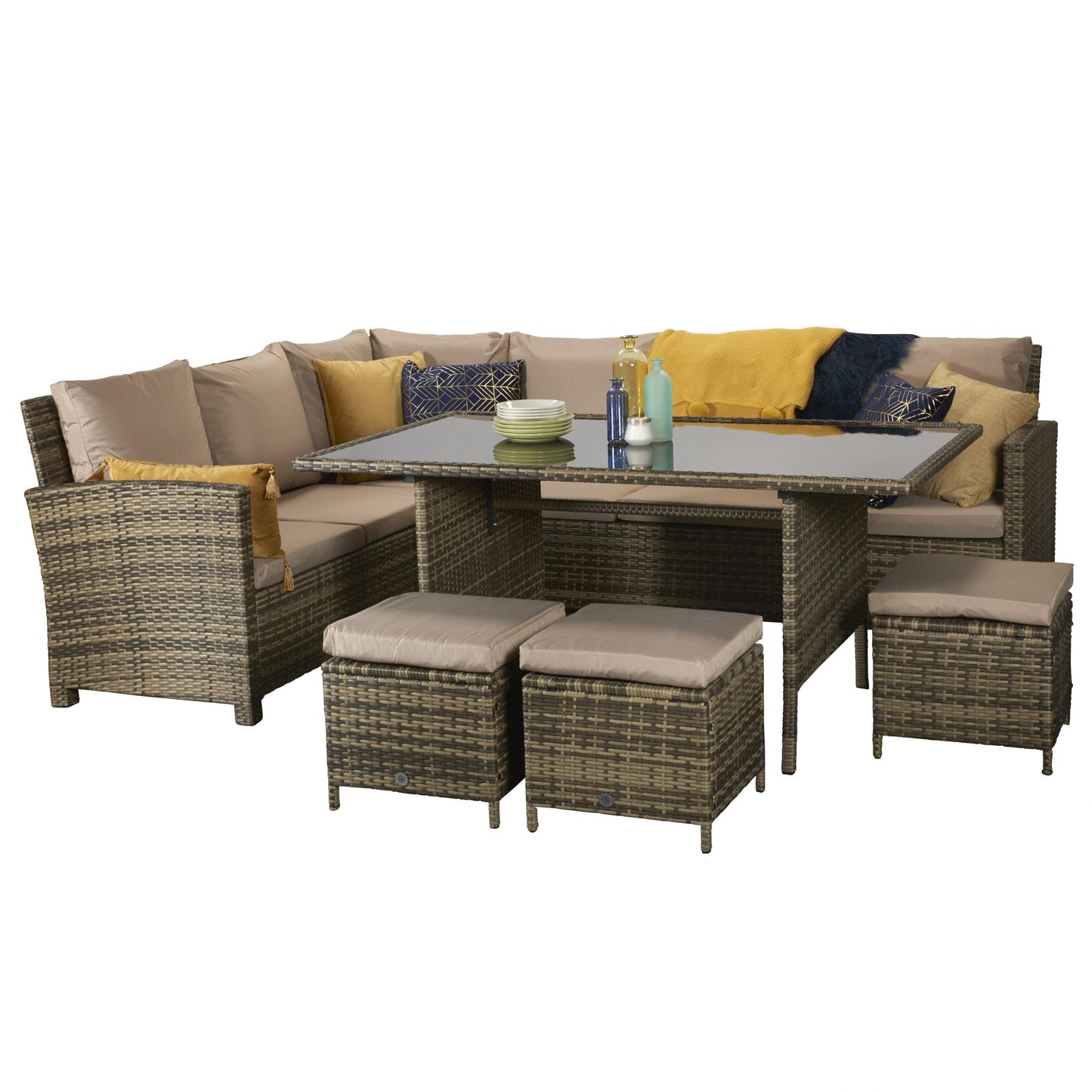 Rattan Corner Dining Sofa in 8mm Nature Flat Weave | Charlotte | Char0204