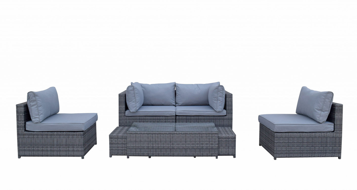 Chelsea Rattan Modular Sofa with Arm Storage in Grey | Chel0329
