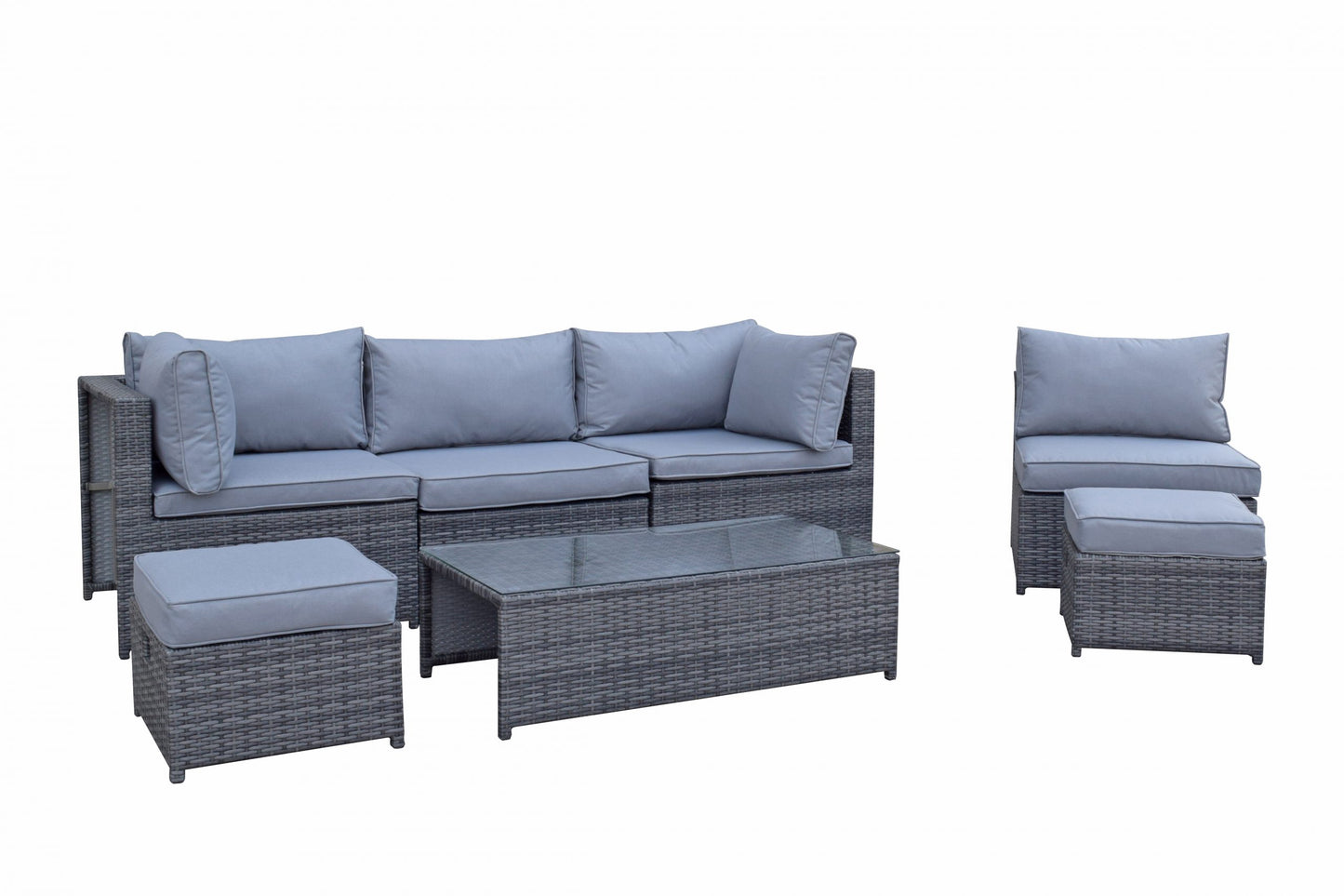 Chelsea Rattan Modular Sofa with Arm Storage in Grey | Chel0329