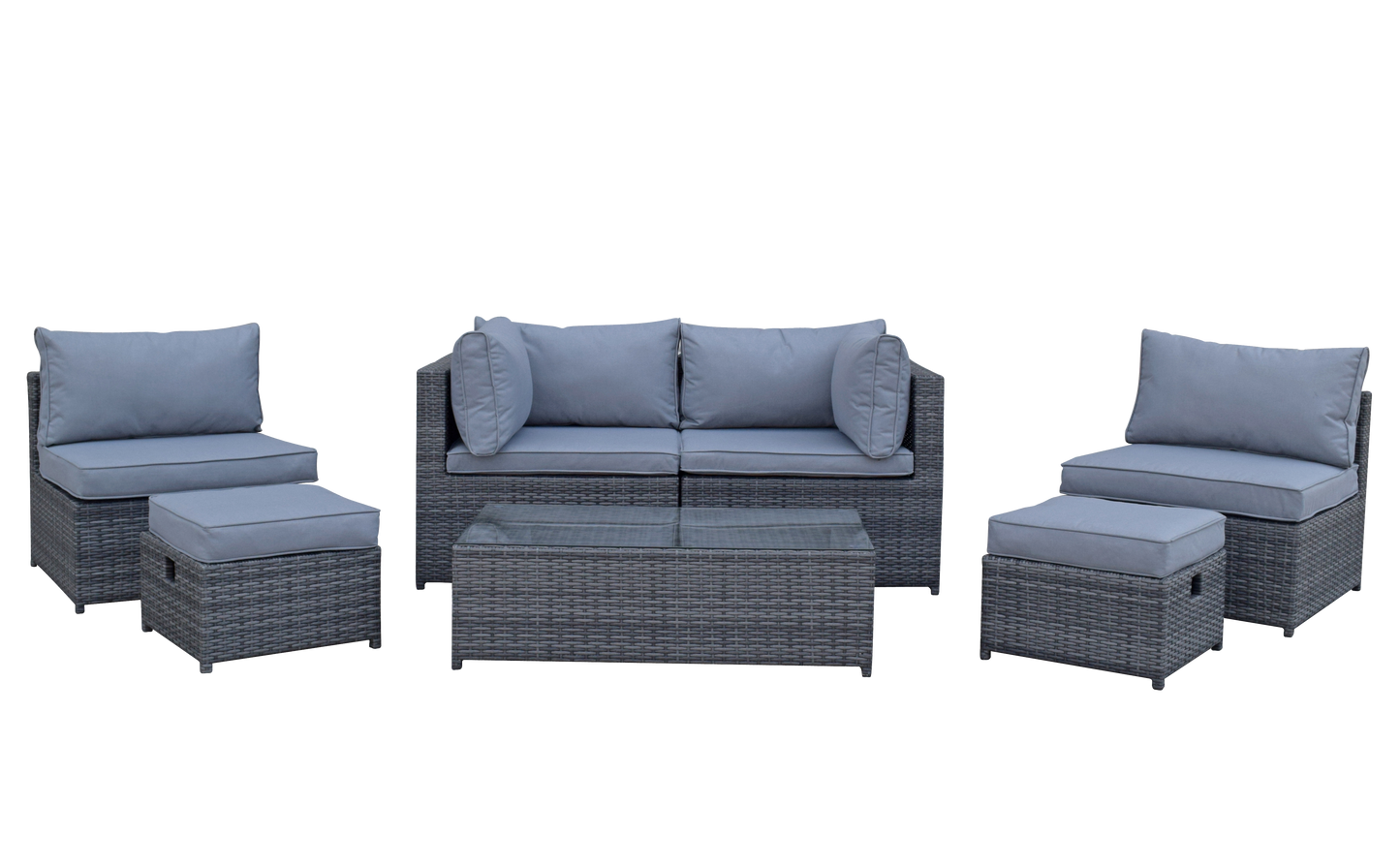 Chelsea Rattan Modular Sofa with Arm Storage in Grey | Chel0329