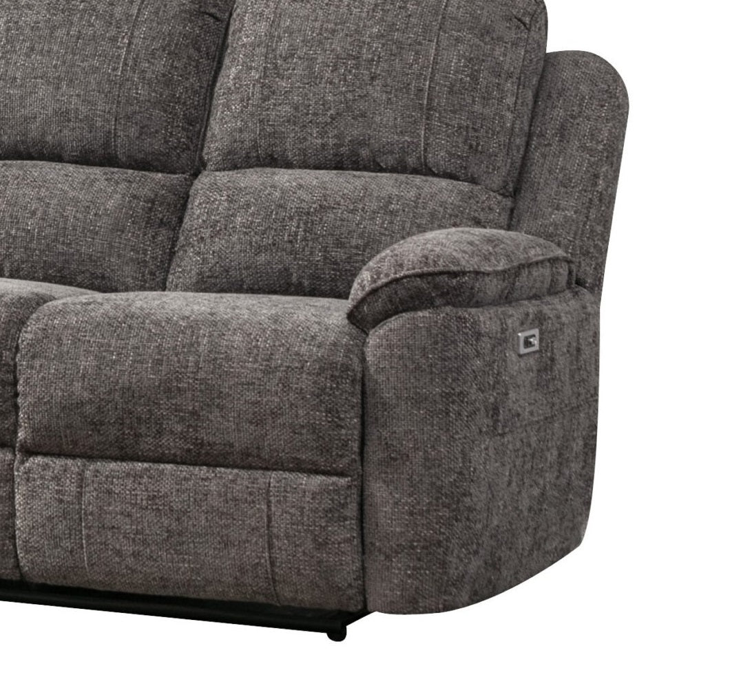 Danielle Fabric Electric Recliner 3 + 2 Seaters in Ash Grey with Charging Ports - Homeflair