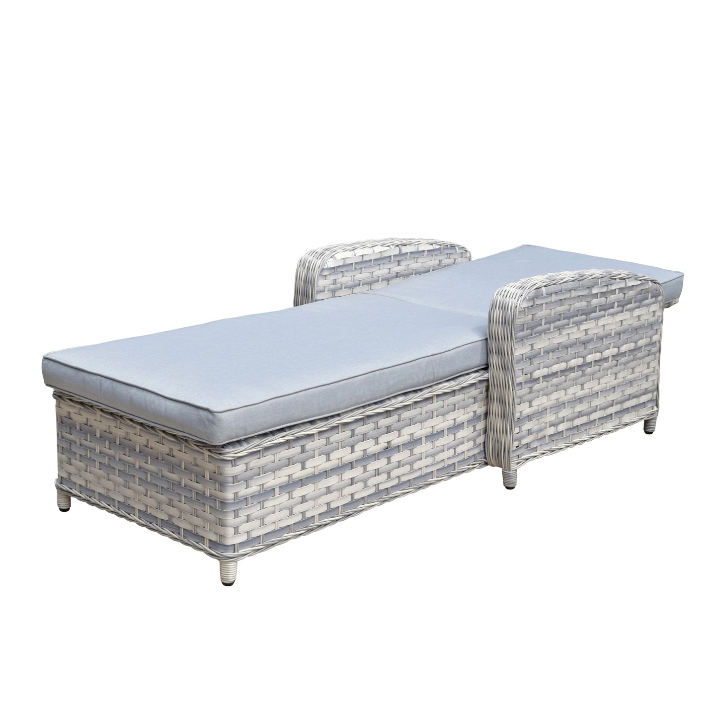 Rattan Single Sun lounger with Arms in Silver Grey | Constance | Cons0178