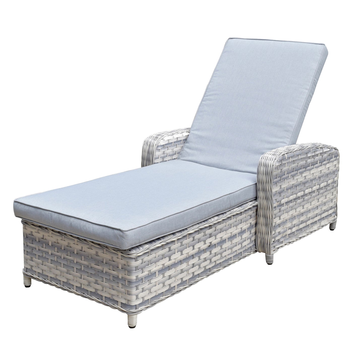 Rattan Single Sun lounger with Arms in Silver Grey | Constance | Cons0178