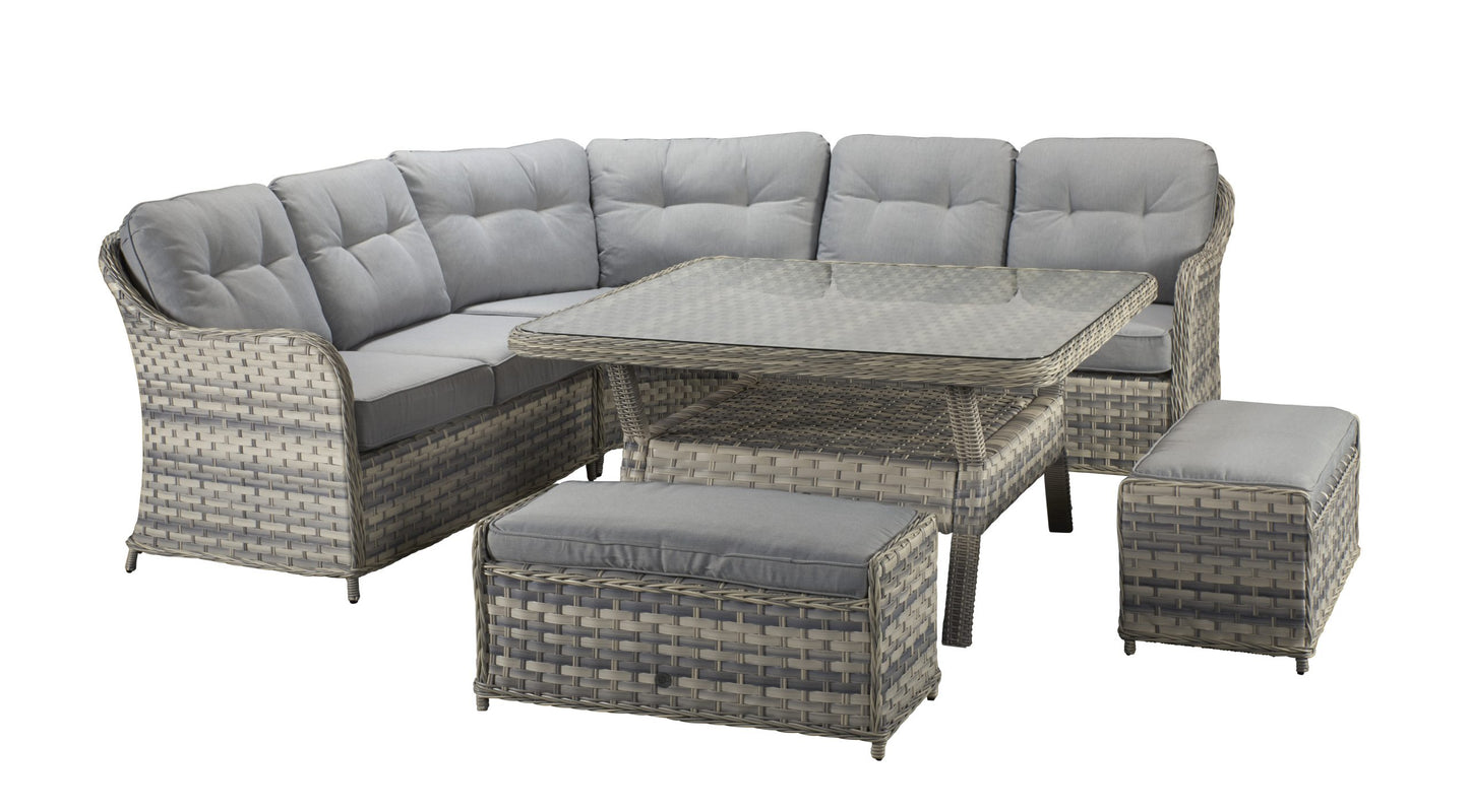 Signature Weave - Constance Rattan Large Corner Dining Sofa with Benches in Grey | Cons0203