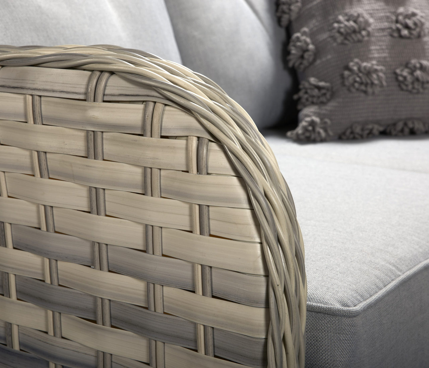 Signature Weave - Constance Rattan Large Corner Dining Sofa with Benches in Grey | Cons0203