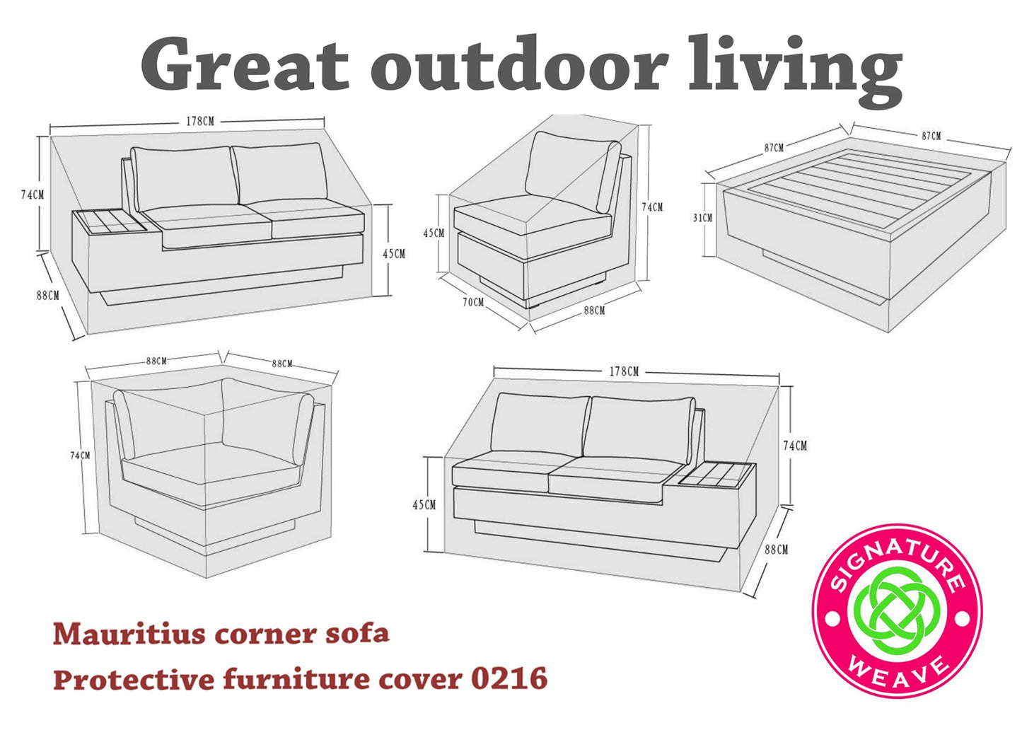 Rattan Protective Covers for Mauritius Corner Sofa | Cove0216